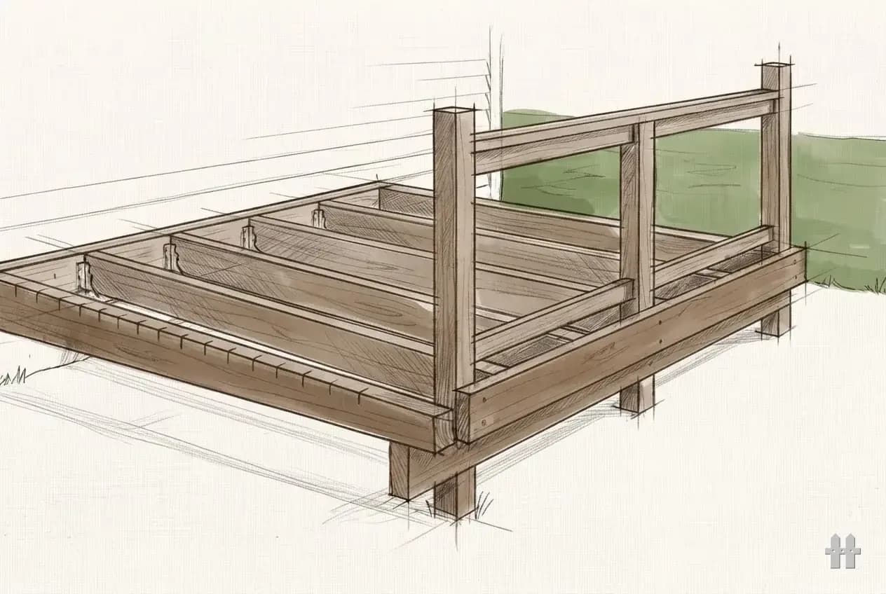 Pencil sketch of a board end in section showing thickness